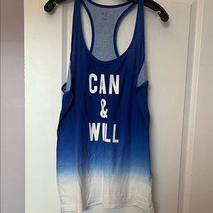 Blue and White Active Tank Top